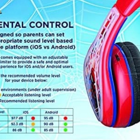 Spiderman Kids Headphones, Adjustable Headband, Stereo Sound.​​​ - Picture 6 of 8